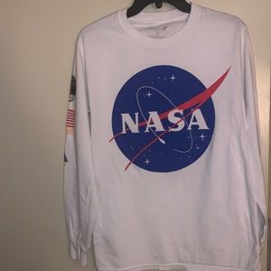 NASA Long Sleeve Shirt ! Men Size Small | White Buzz Aldrin Space Shuttle Apollo
